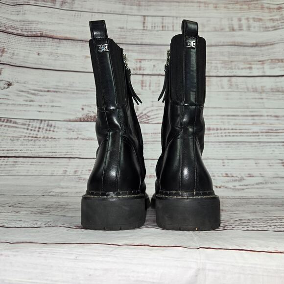 Sam Edelman Lex Combat Boots Womens 8.5 Black Leather Lace Up Lug Sole Gorpcore - Picture 5 of 8
